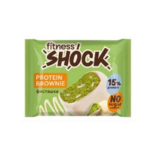 Брауни глазированный 50 г - белый шоколад-фисташки (FitnesSHOCK)