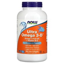 Ultra Omega-3-D 180 мягких капс (NOW)